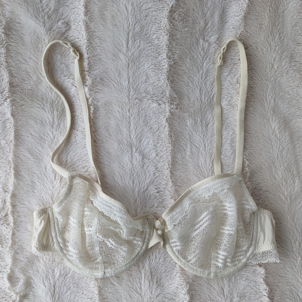 Princess tamtam lace wired see through bra Ivory white small
